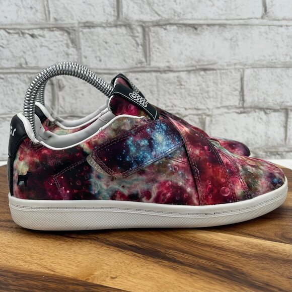 Goats Youth Kids Sz. 3 Galaxy Nebula Space Print Hook & Loop Sneakers Shoes - Picture 6 of 15
